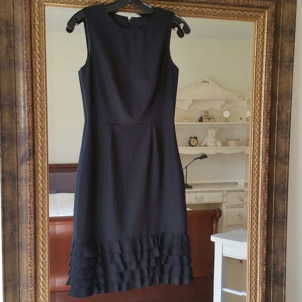 NWOT J Crew Ruffle Hem Sheath Dress Black Size 00 - Picture 8 of 15